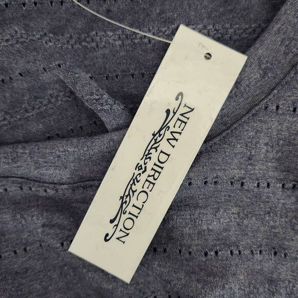 New Direction Navy T-Shirt Size Large Dark Blue Knit Top - Picture 7 of 8